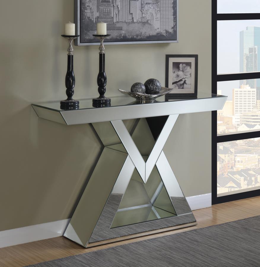 Cerecita - Console Table With Triangle Base - Pearl Silver