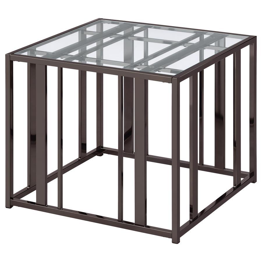 End Table - Clear / Black Nickel