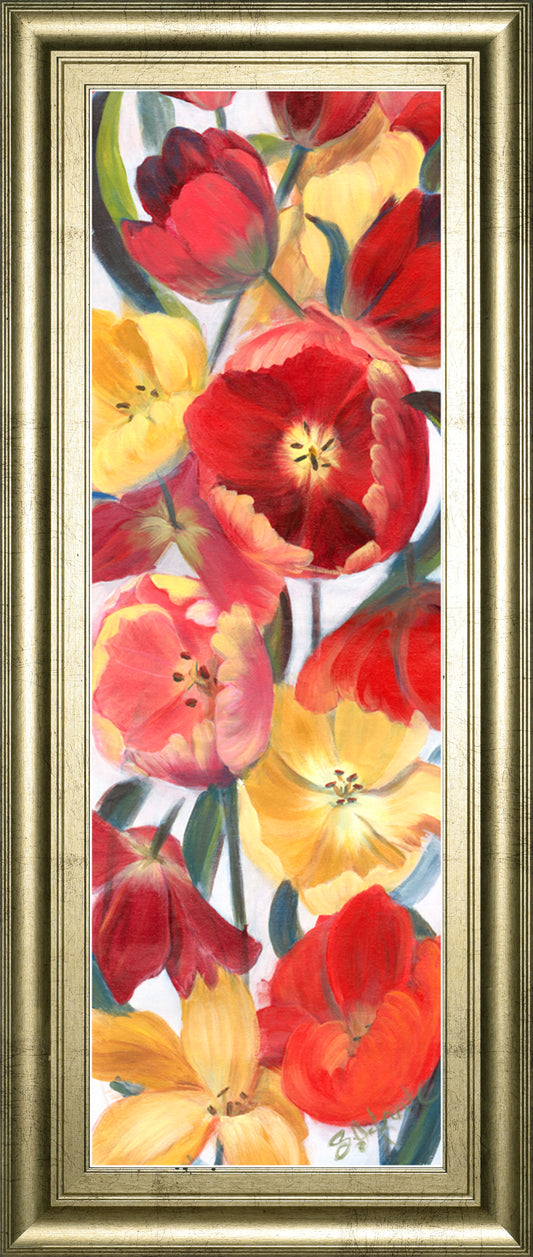 Tulip Array Panel Il By Sandra Iafrate - Framed Print Wall Art - Red