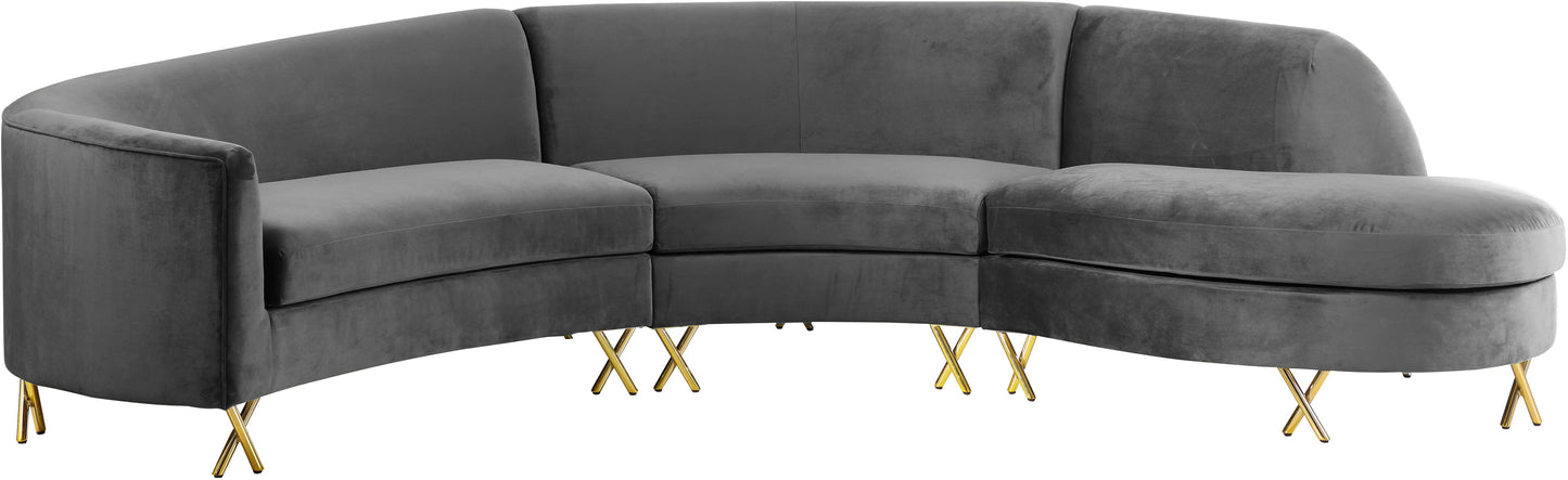 Serpentine Velvet 3 piece - Sectional