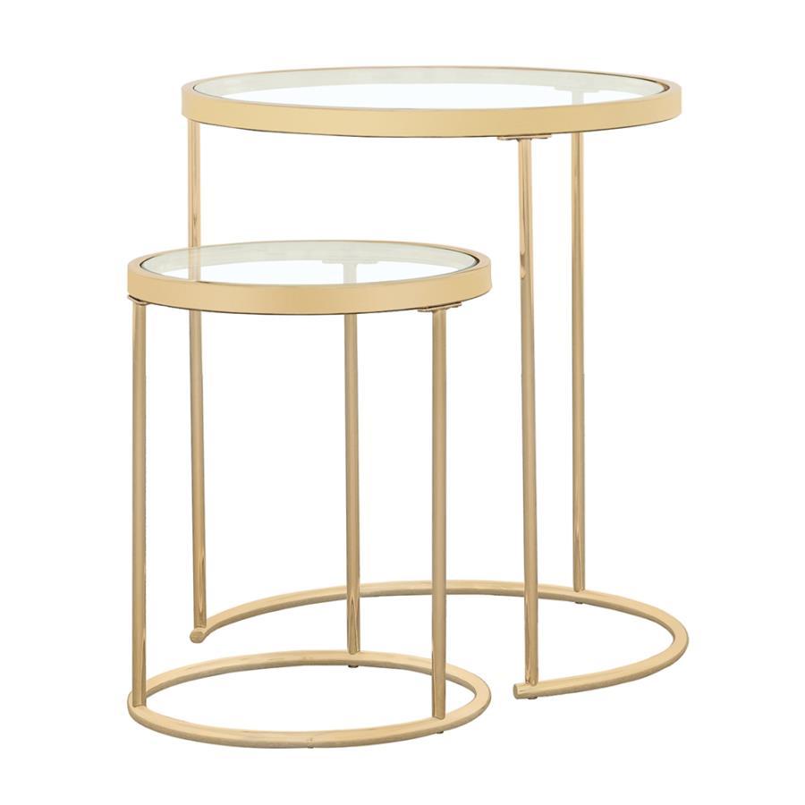 Maylin - 2-piece Round Glass Top Nesting Tables - Yellow