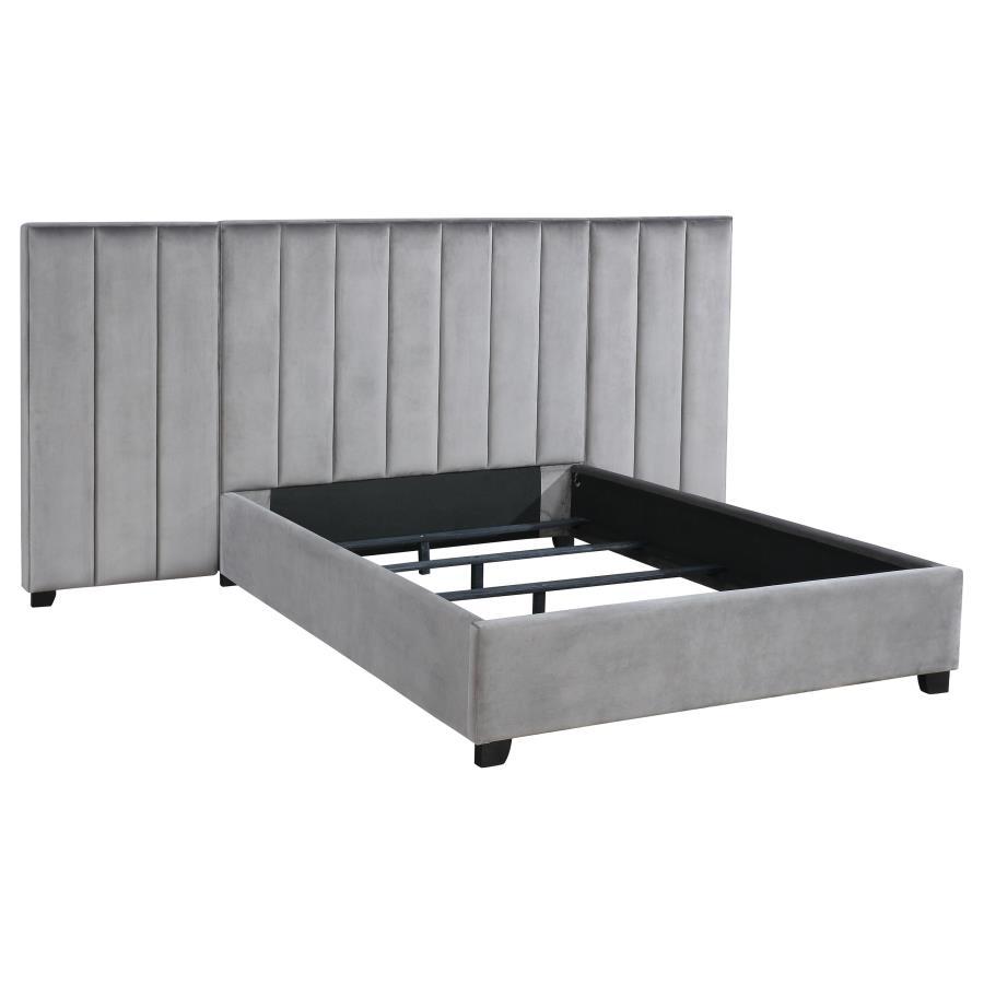 Arles - Eastern King Bed And Wing Panel Set - Dark Gray